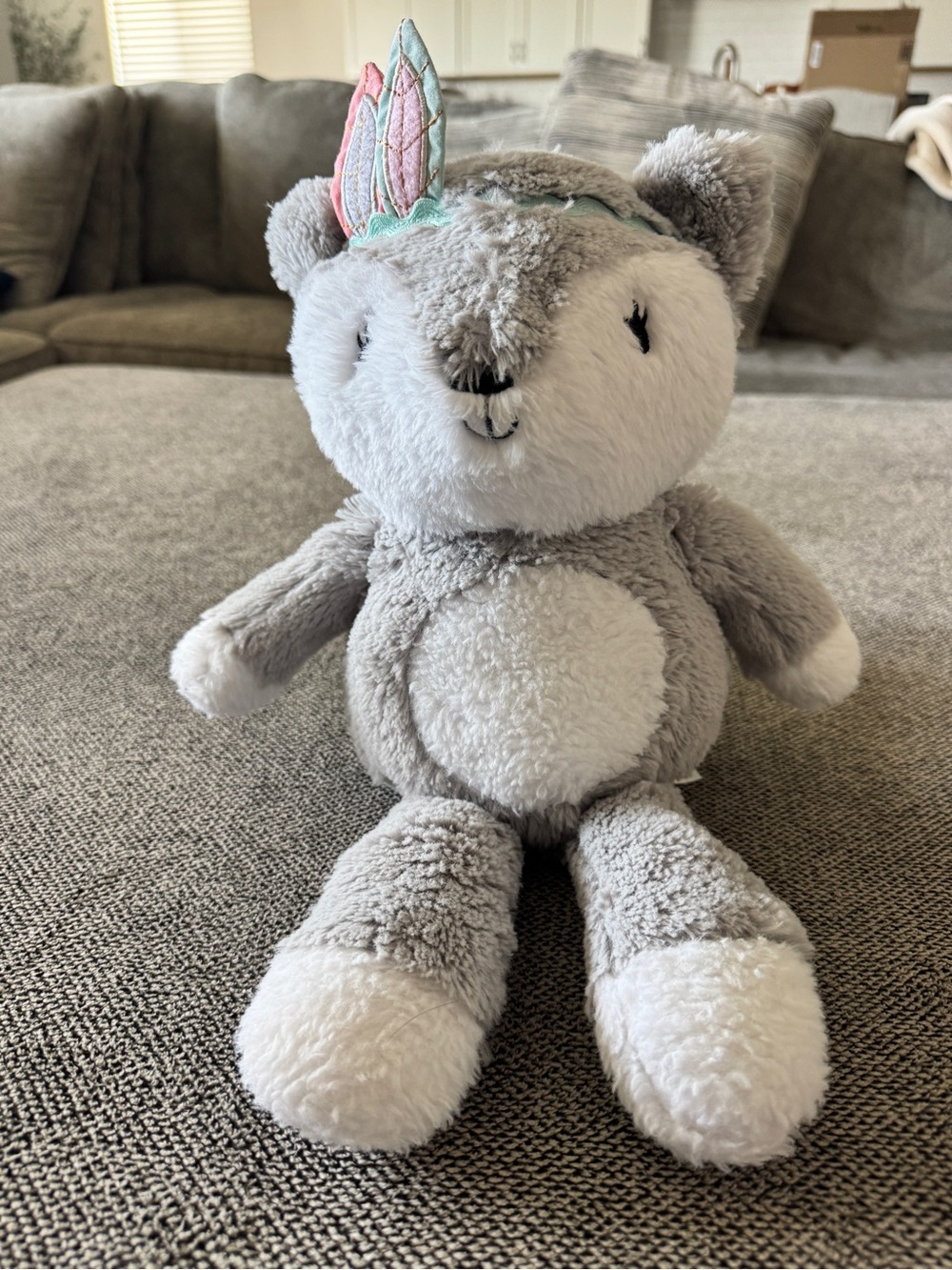 Lambs & Ivy Fox Plush CHEYENNE 14" Gray White Stuffed Toy Lovey Animal Baby
